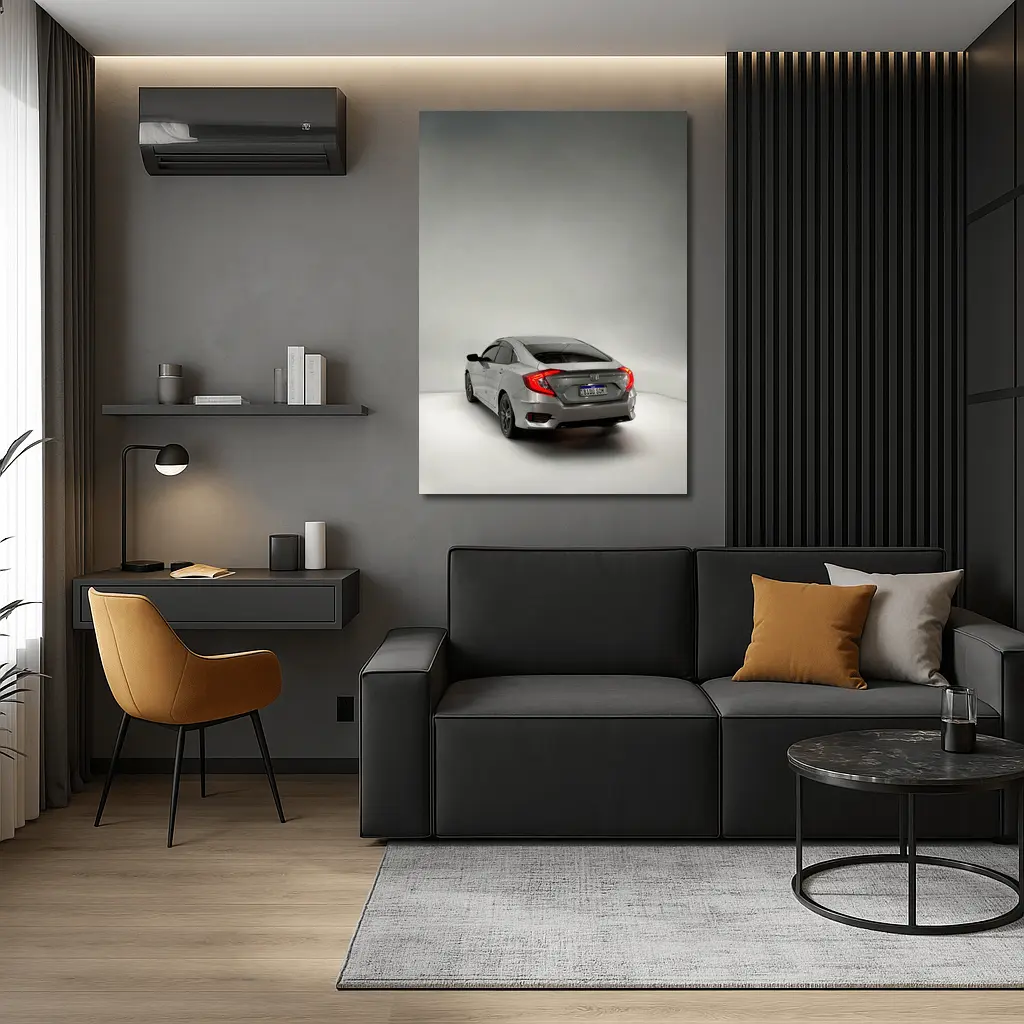 Honda Civic Gray Rear Studio Shot – Wall Art