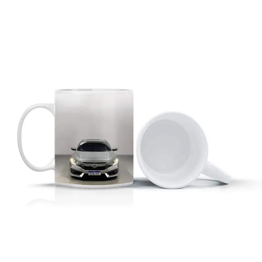 Honda Civic Silver Front View White Background – Mugs
