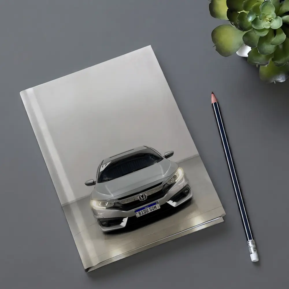 Honda Civic Silver Front View White Background – Notebooks