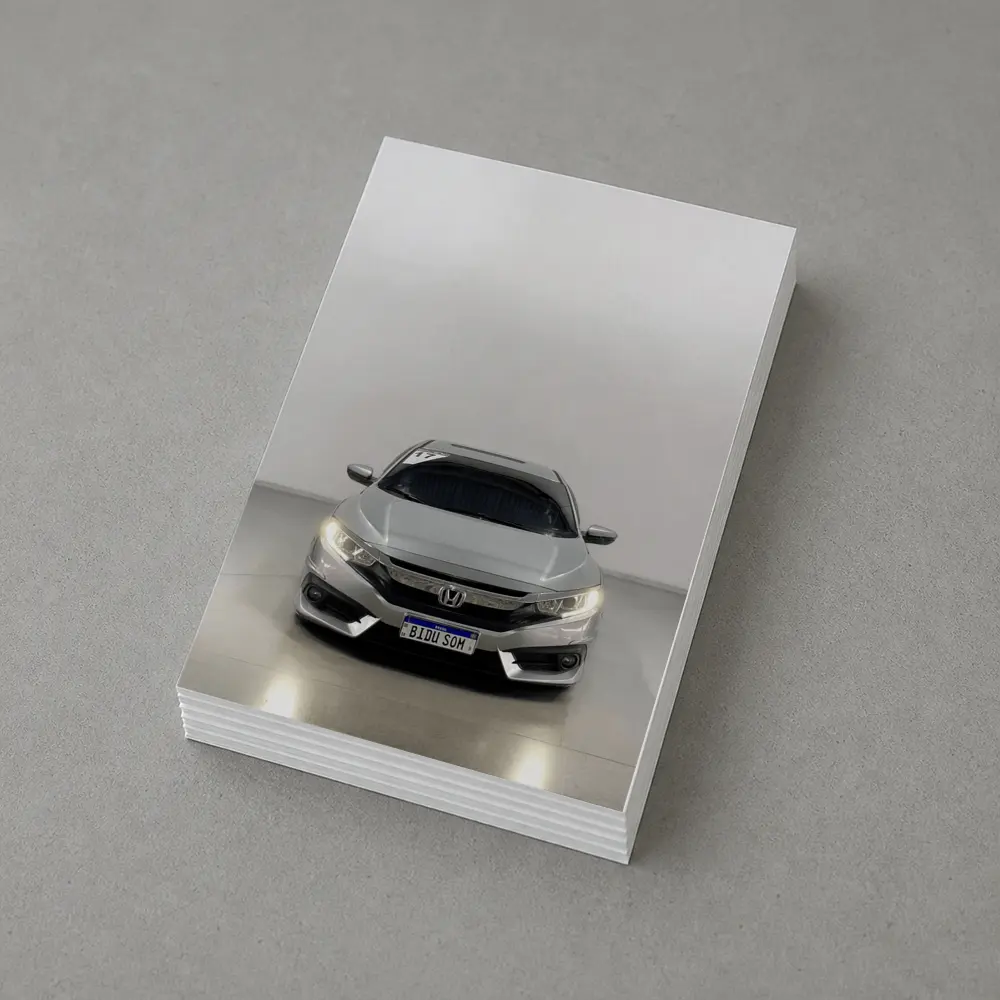 Honda Civic Silver Front View White Background – Postcards
