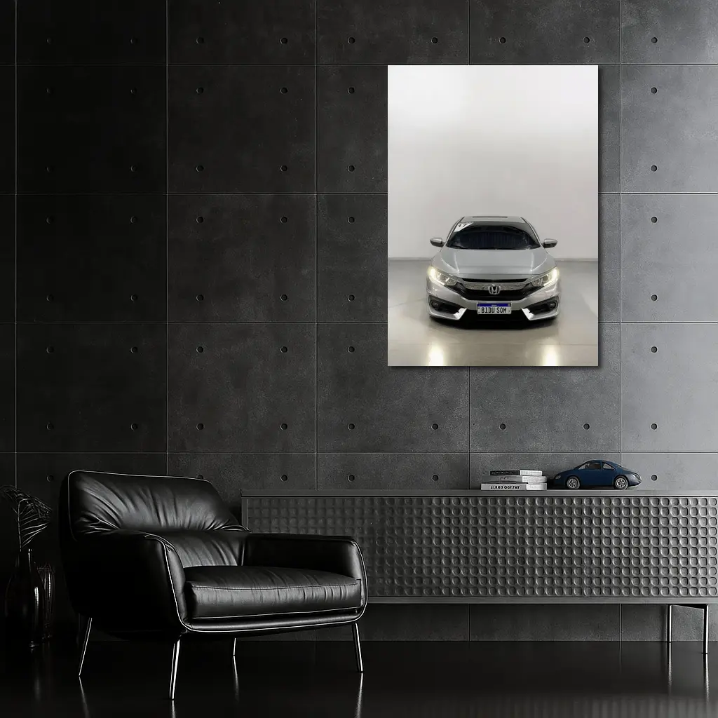 Honda Civic Silver Front View White Background – Wall Art