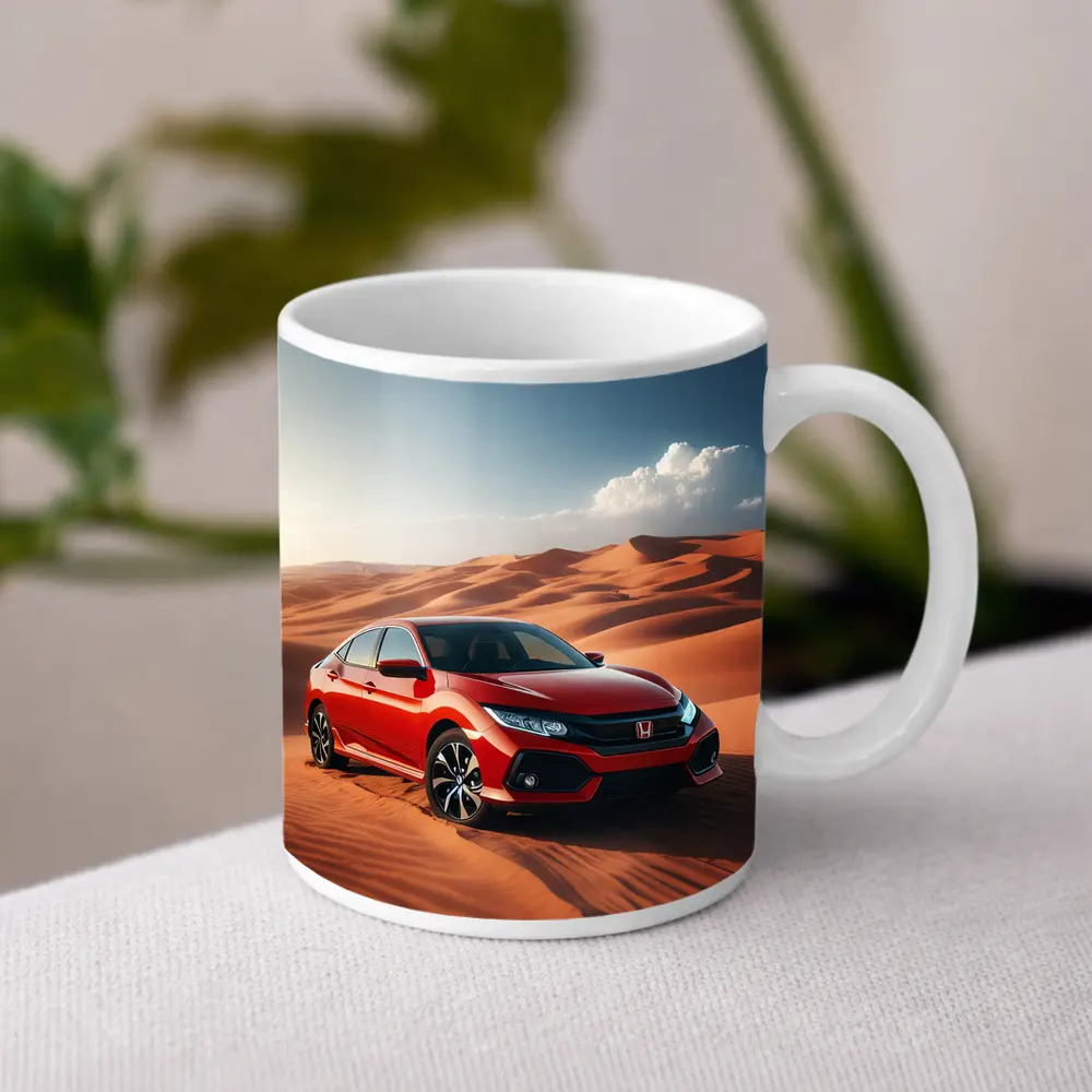 Honda Civic Red Car Desert Dunes – Mugs