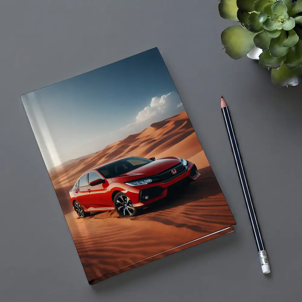 Honda Civic Red Car Desert Dunes – Notebooks