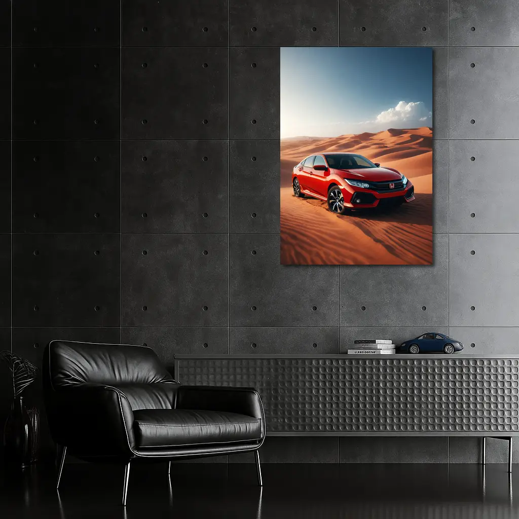 Honda Civic Red Car Desert Dunes – Wall Art