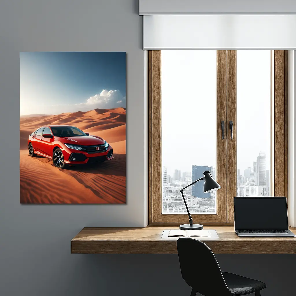 Honda Civic Red Car Desert Dunes – Wall Art