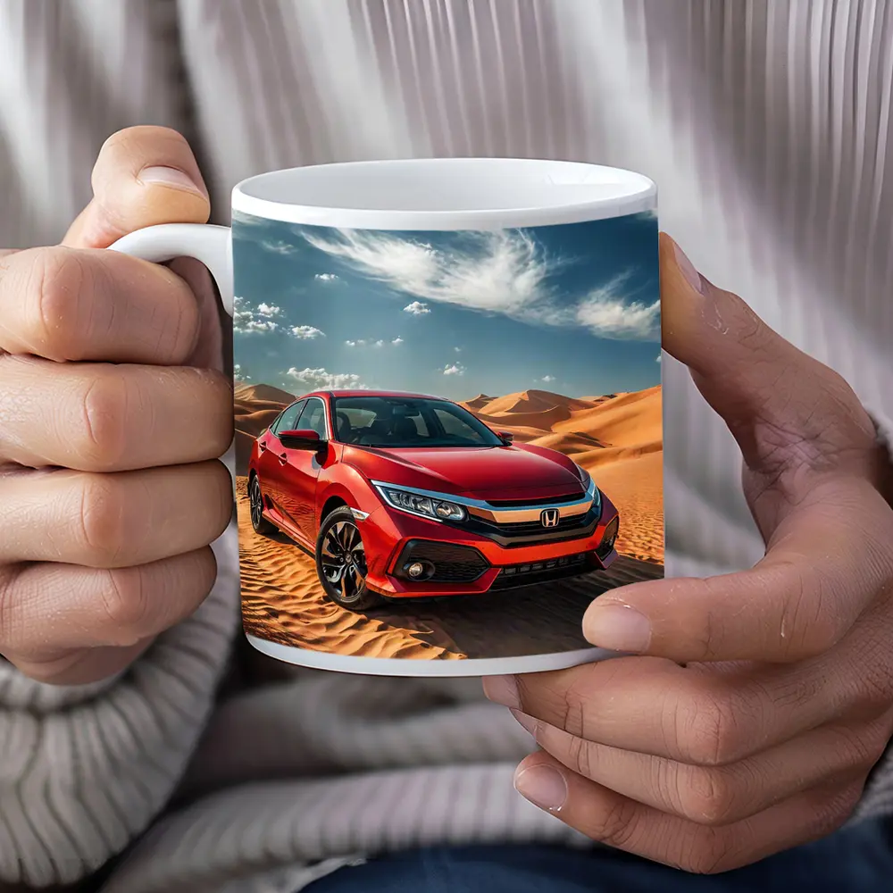 Honda Civic Red Car Desert Sand Dunes – Mugs