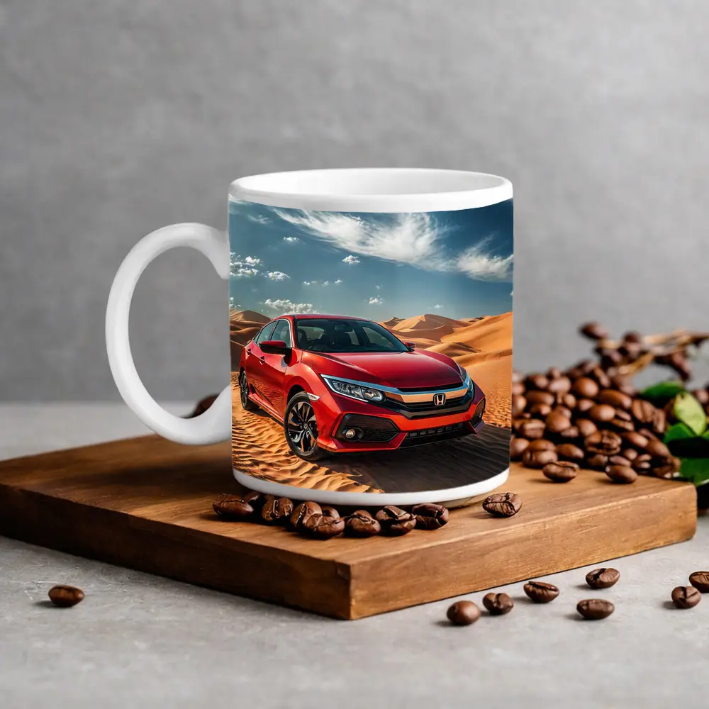 Honda Civic Red Car Desert Sand Dunes – Mugs