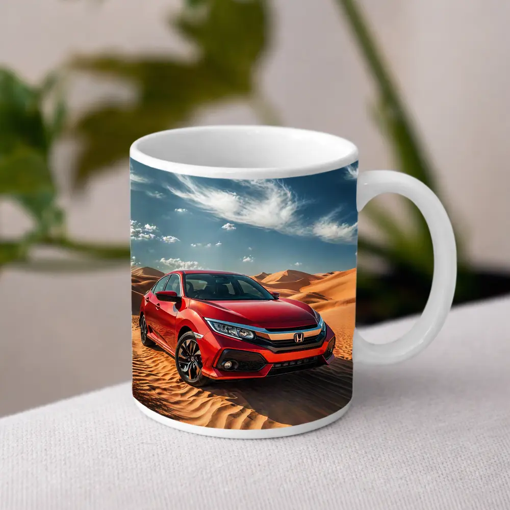 Honda Civic Red Car Desert Sand Dunes – Mugs