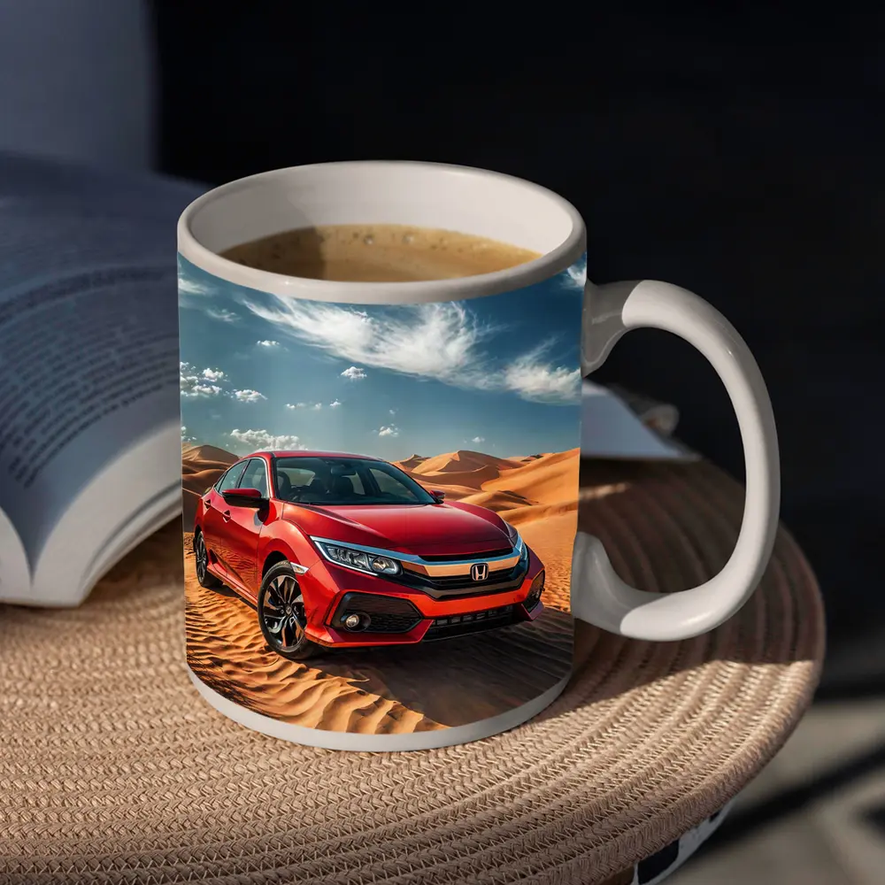 Honda Civic Red Car Desert Sand Dunes – Mugs