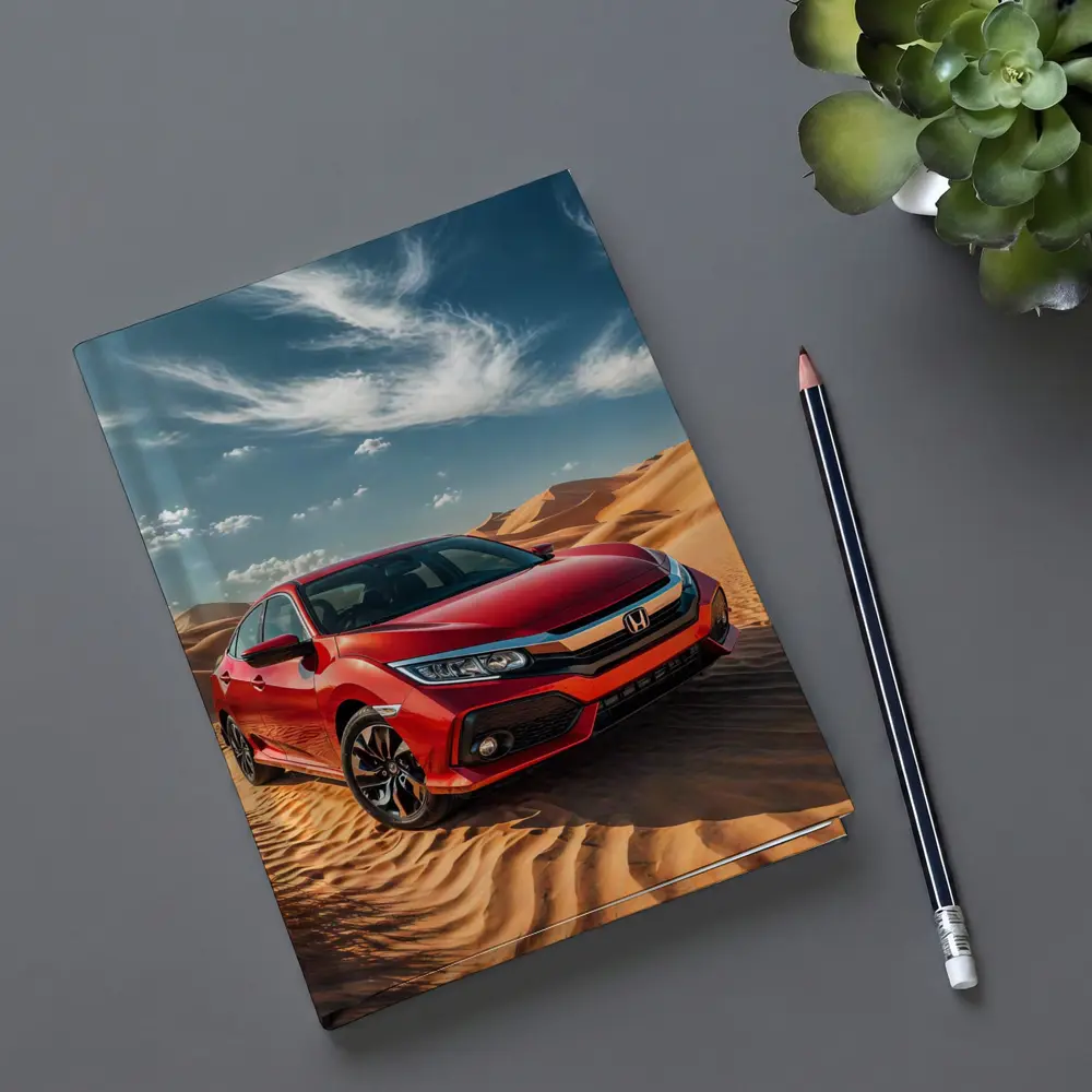 Honda Civic Red Car Desert Sand Dunes – Notebooks