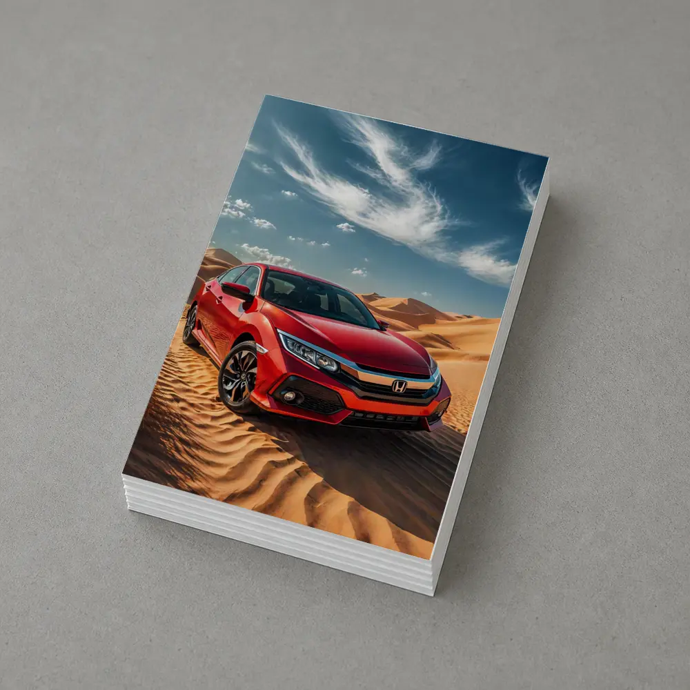 Honda Civic Red Car Desert Sand Dunes – Postcards