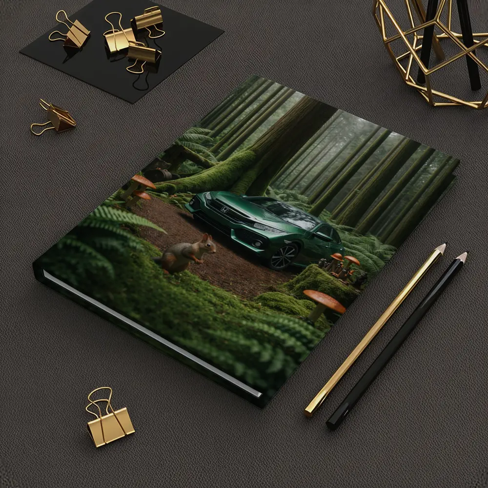 Honda Civic Green Forest Squirrel Scene – Notebooks