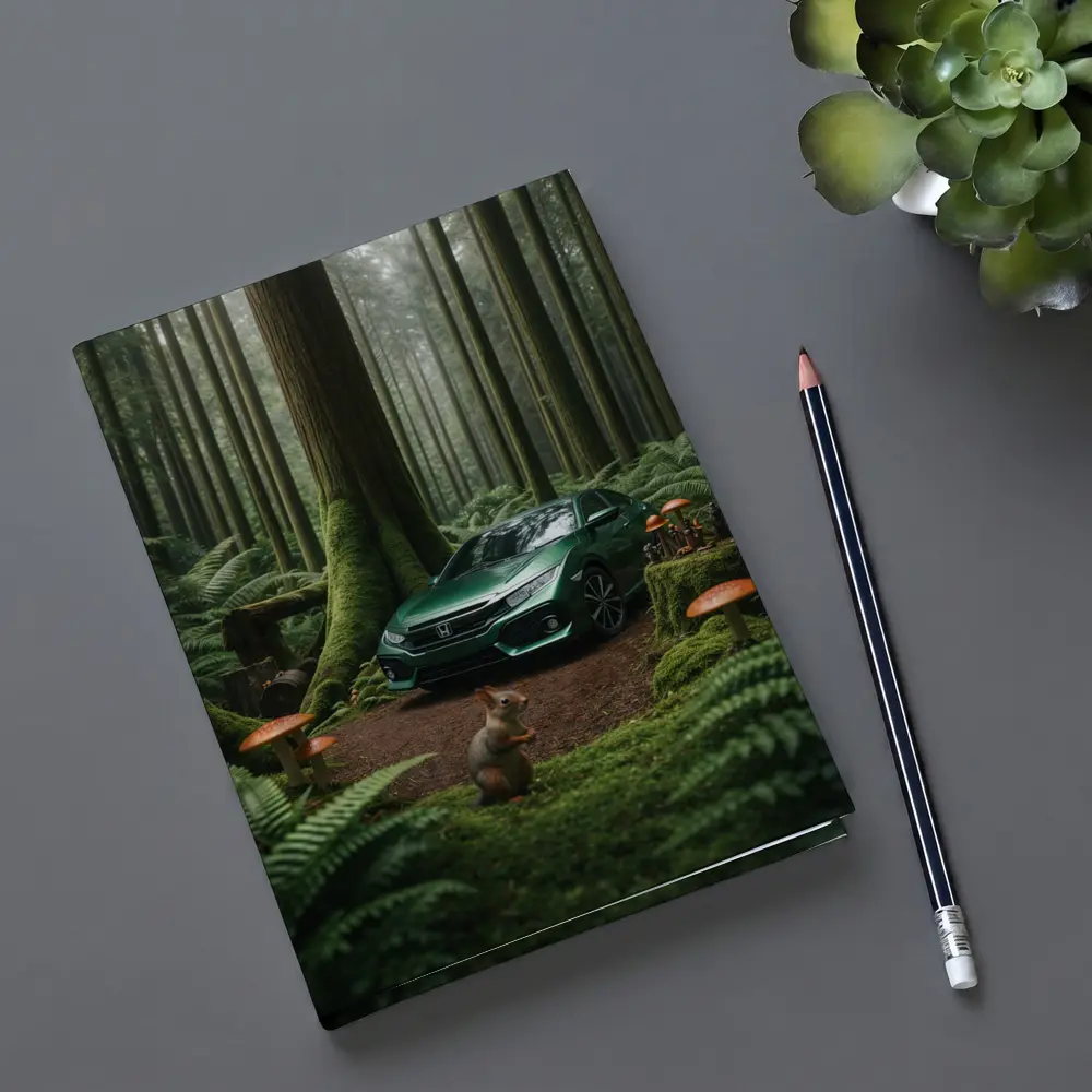Honda Civic Green Forest Squirrel Scene – Notebooks