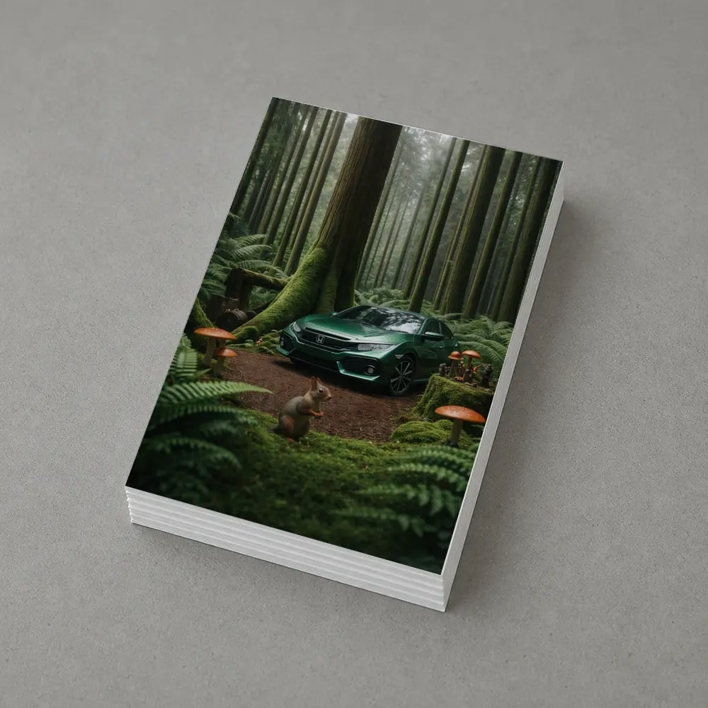 Honda Civic Green Forest Squirrel Scene – Postcards