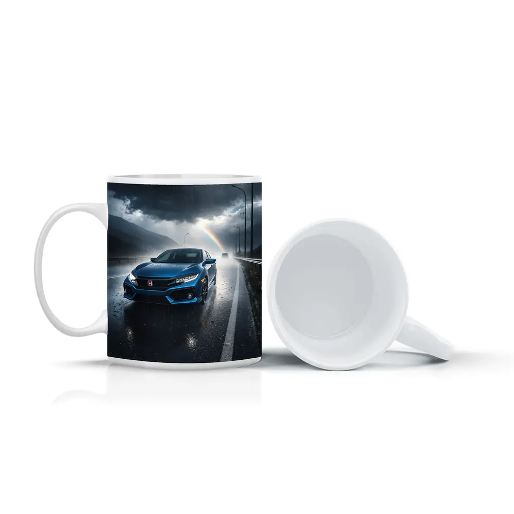Honda Civic Blue Rain Stormy Road Drive – Mugs