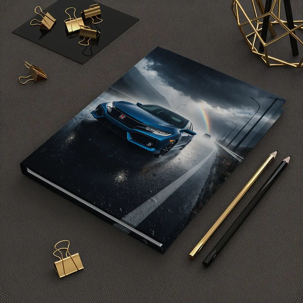 Honda Civic Blue Rain Stormy Road Drive – Notebooks