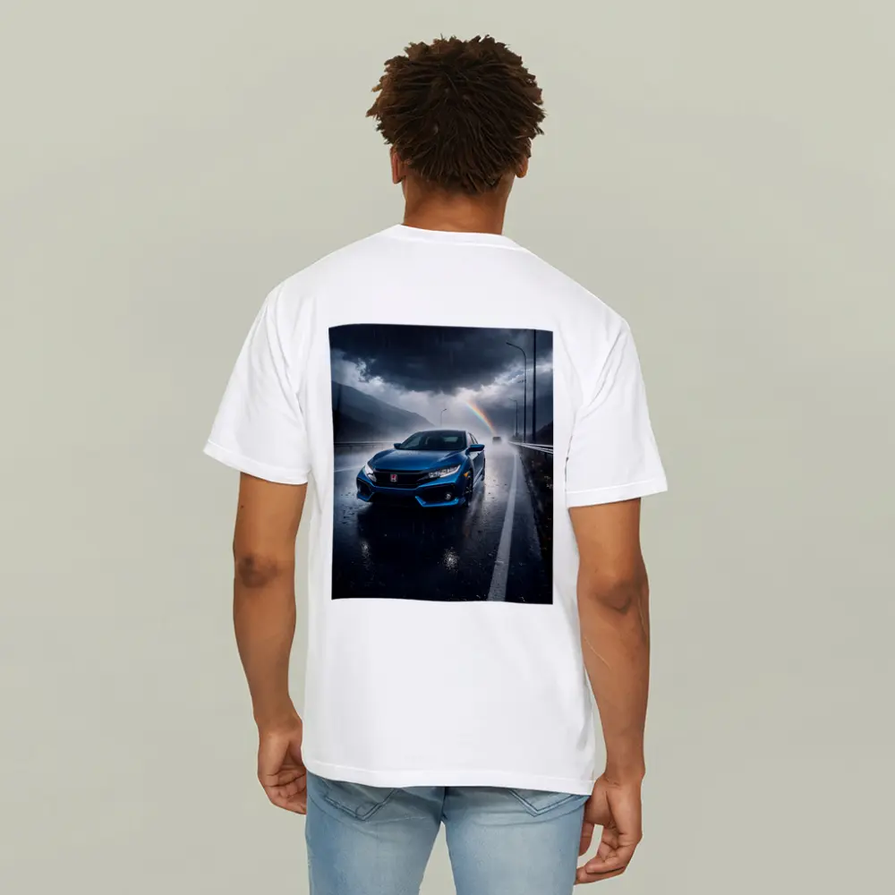 Honda Civic Blue Rain Stormy Road Drive – T-Shirts