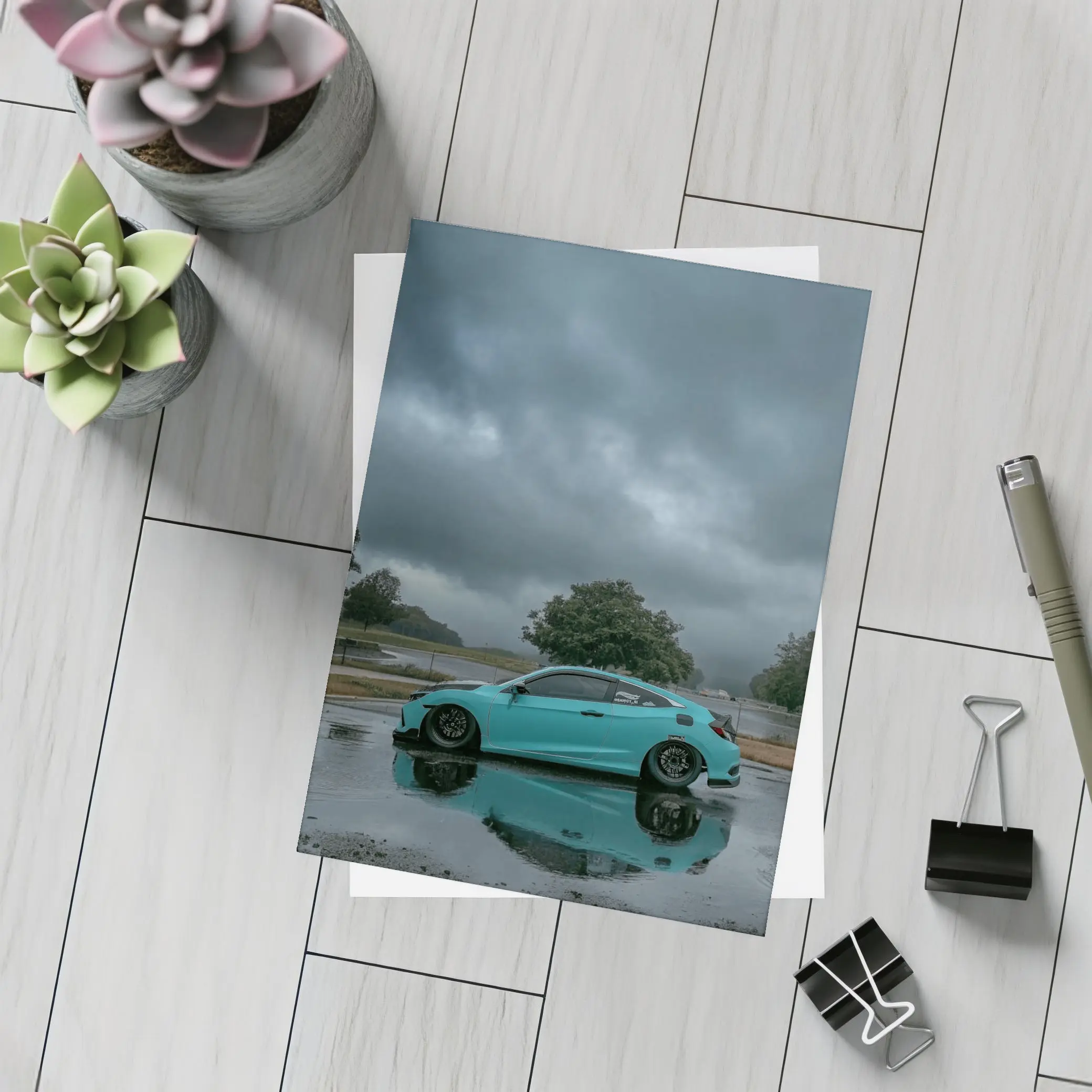 Honda Civic Coupe Rainy Storm Clouds – Postcards