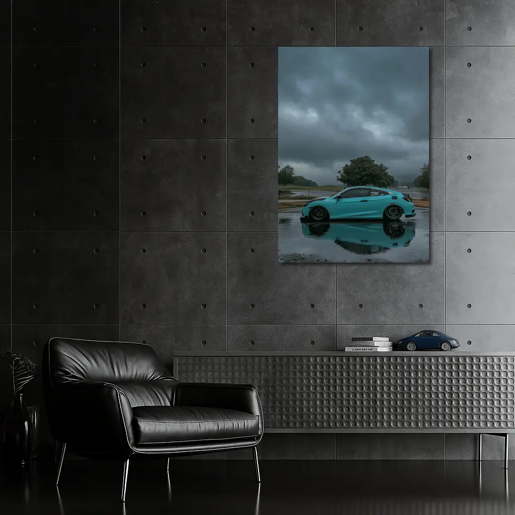 Honda Civic Coupe Rainy Storm Clouds – Wall Art