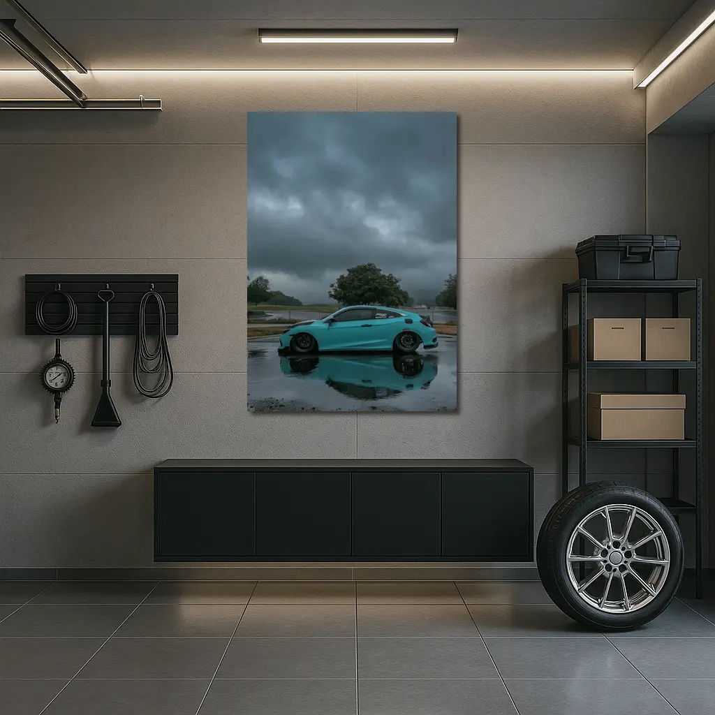 Honda Civic Coupe Rainy Storm Clouds – Wall Art