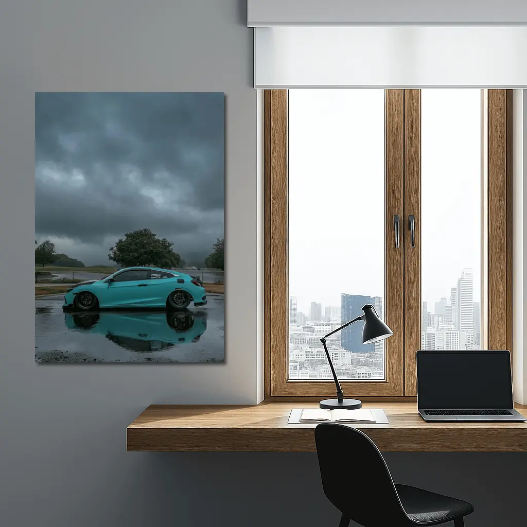 Honda Civic Coupe Rainy Storm Clouds – Wall Art