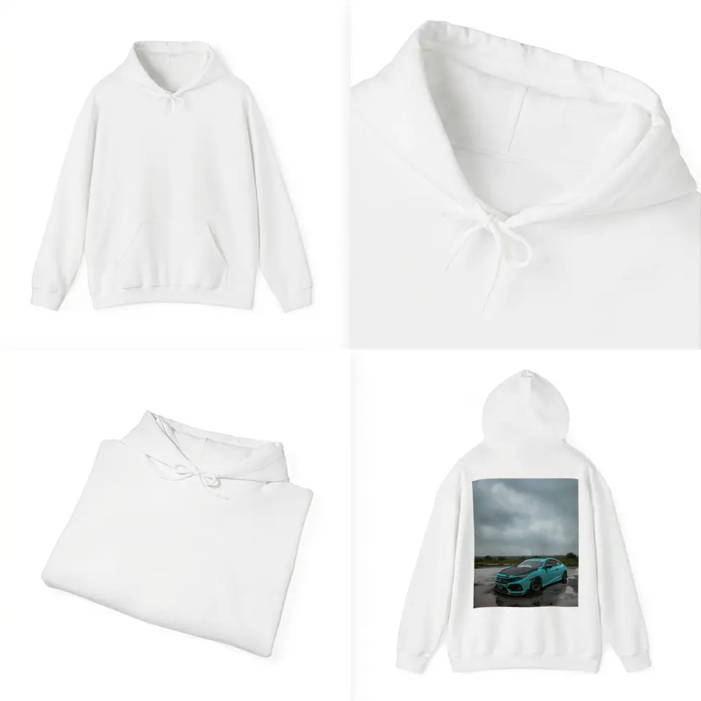 Honda Civic Slammed Teal Wet Pavement Clouds – Hoodies