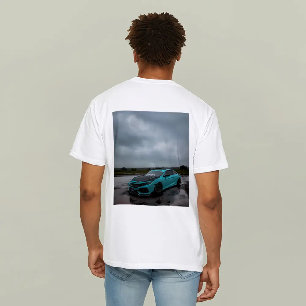 Honda Civic Slammed Teal Wet Pavement Clouds – T-Shirts