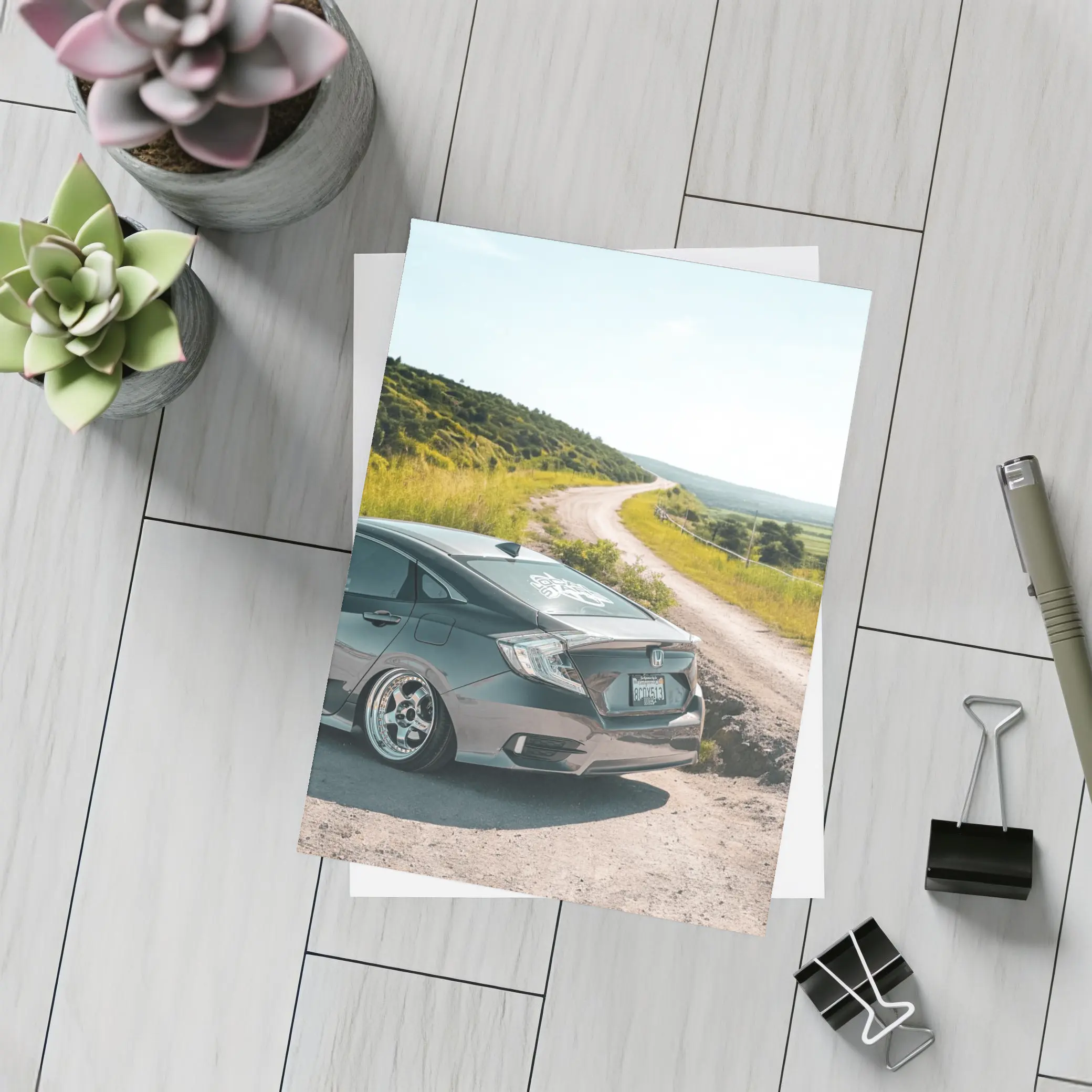 Honda Civic Slammed on Country Dirt Road – Postcards