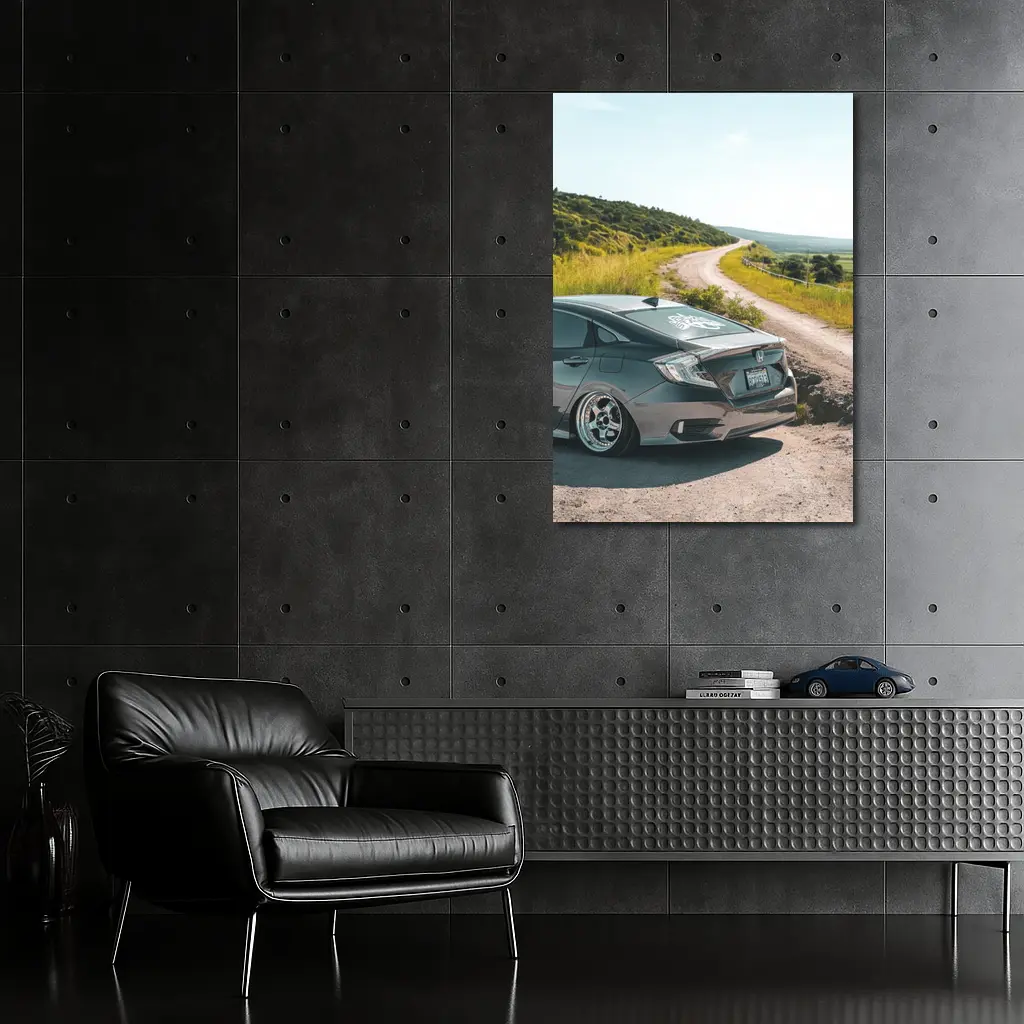 Honda Civic Slammed on Country Dirt Road – Wall Art