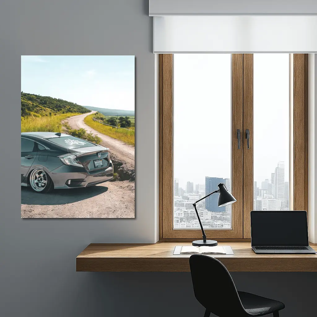 Honda Civic Slammed on Country Dirt Road – Wall Art