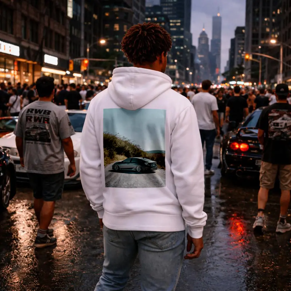 Honda Civic Stance Build On Gravel Road – Hoodies