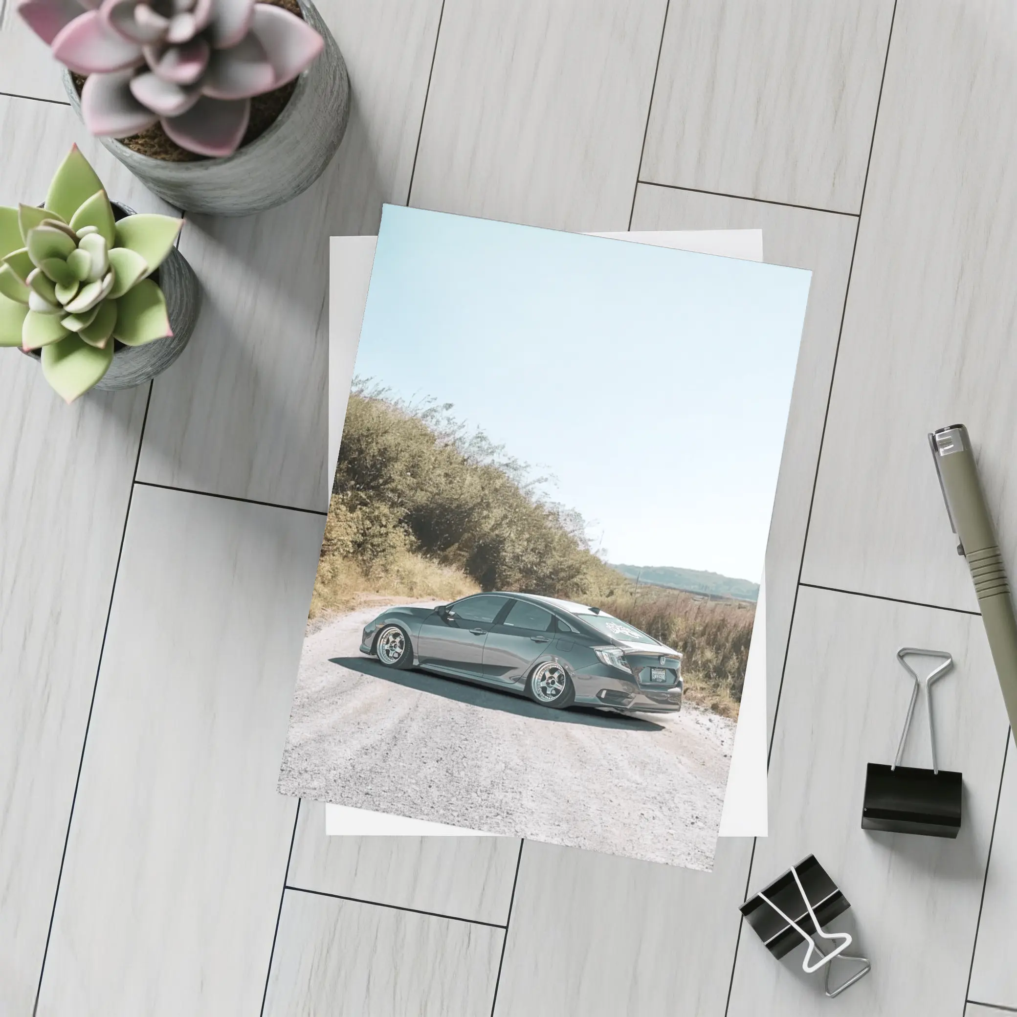 Honda Civic Stance Build On Gravel Road – Postcards