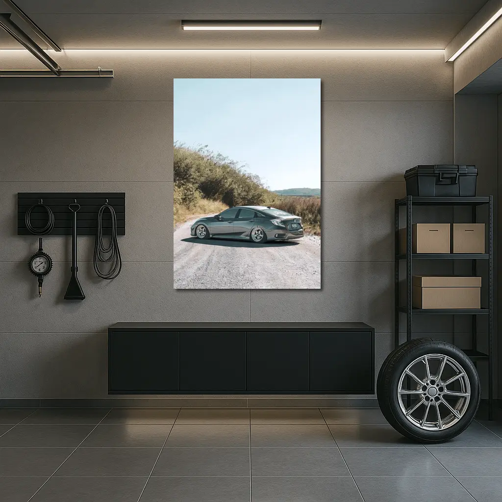 Honda Civic Stance Build On Gravel Road – Wall Art