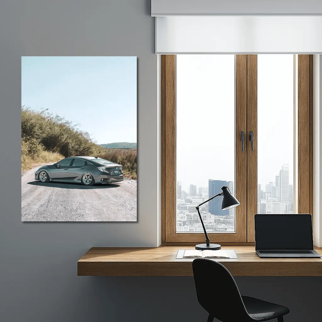 Honda Civic Stance Build On Gravel Road – Wall Art