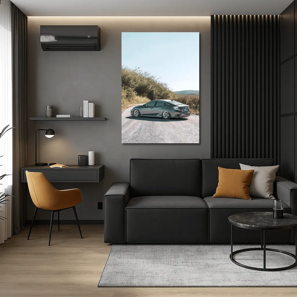 Honda Civic Stance Build On Gravel Road – Wall Art