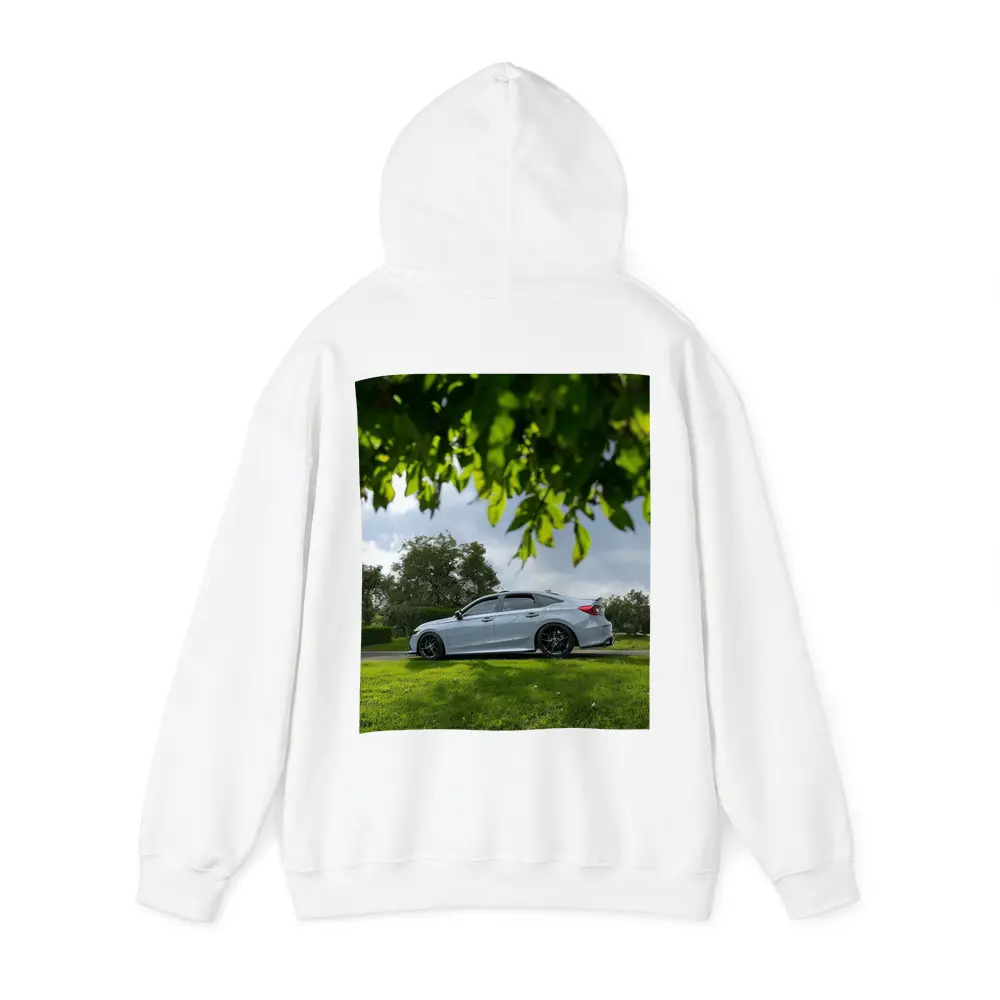 Honda Civic Silver Sedan Green Park Setting – Hoodies