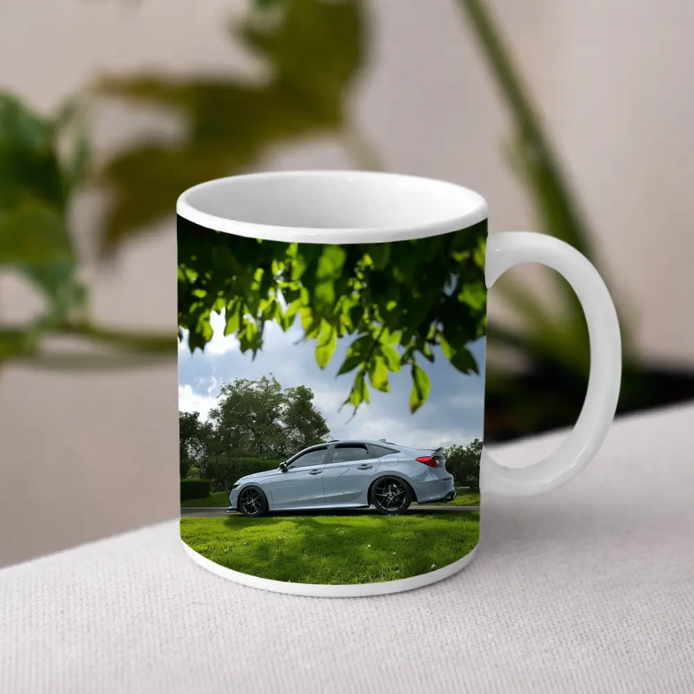 Honda Civic Silver Sedan Green Park Setting – Mugs