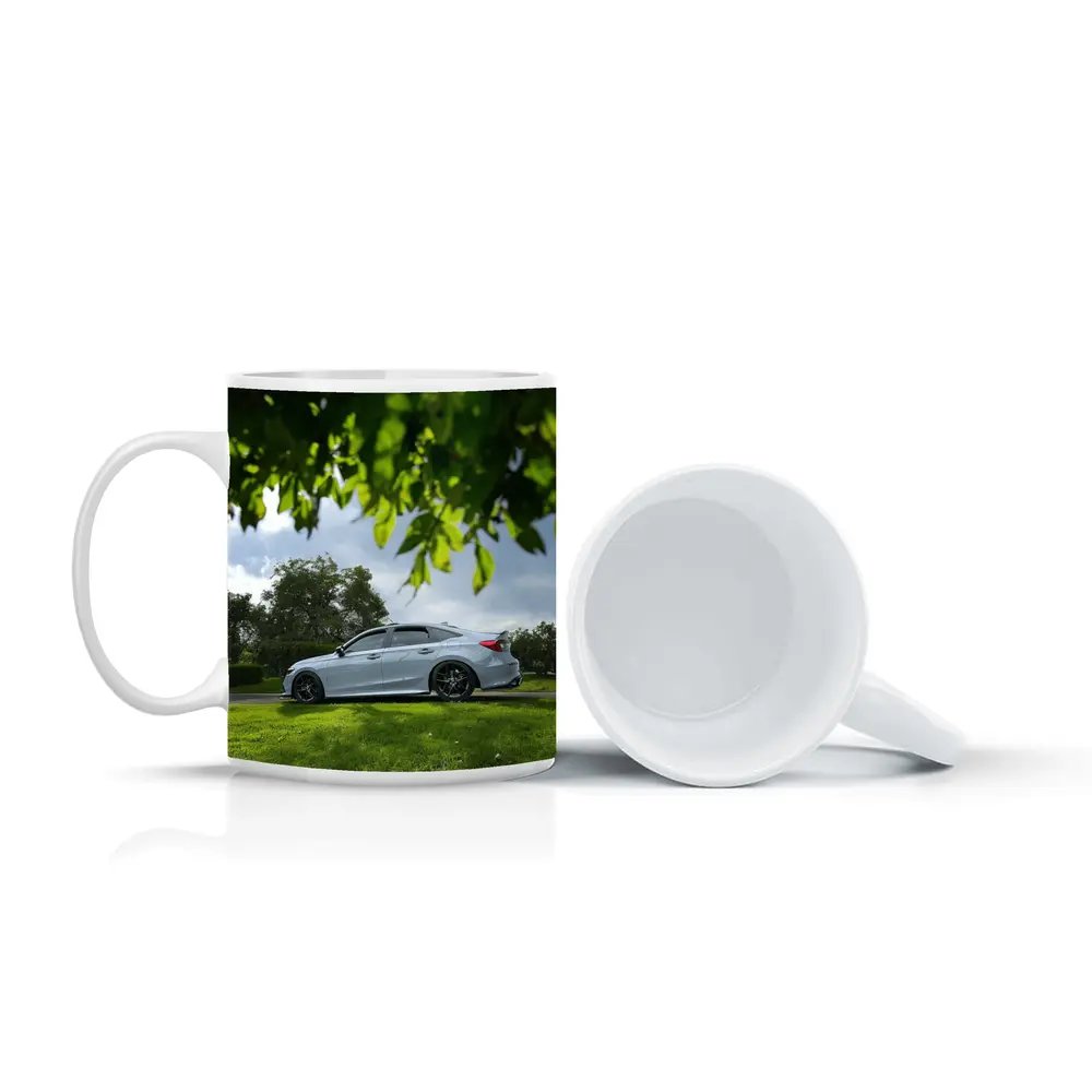Honda Civic Silver Sedan Green Park Setting – Mugs