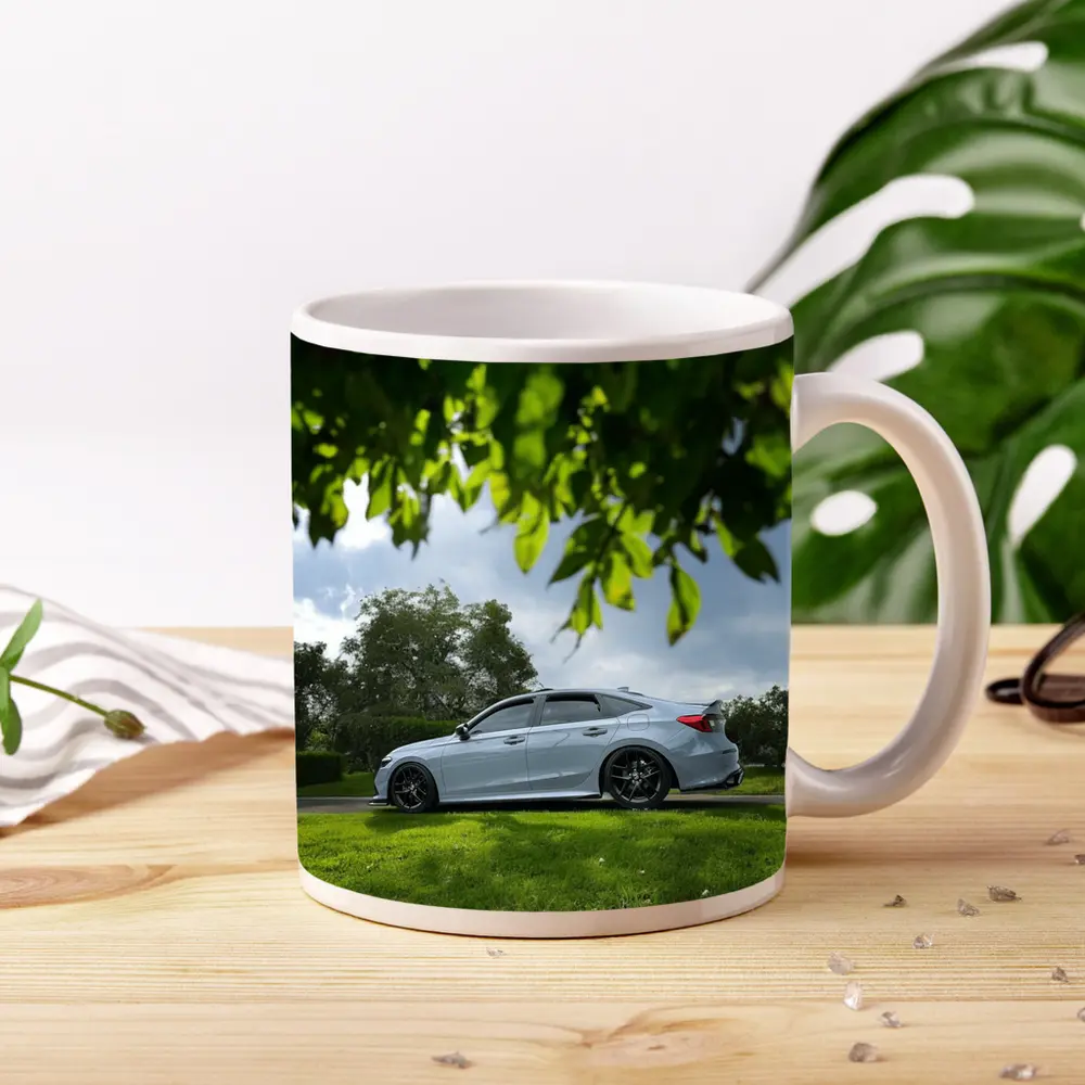 Honda Civic Silver Sedan Green Park Setting – Mugs