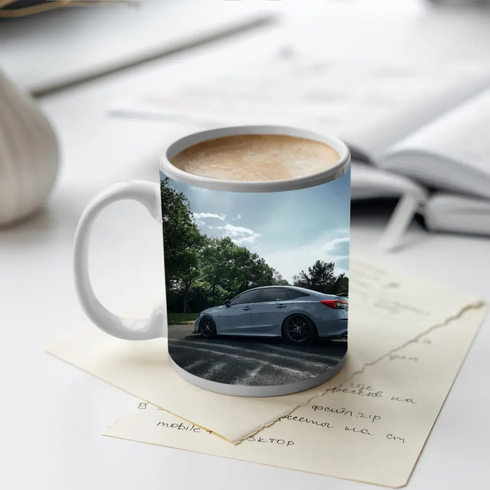 Honda Civic Sedan Parked Outdoors Gray Sky – Mugs