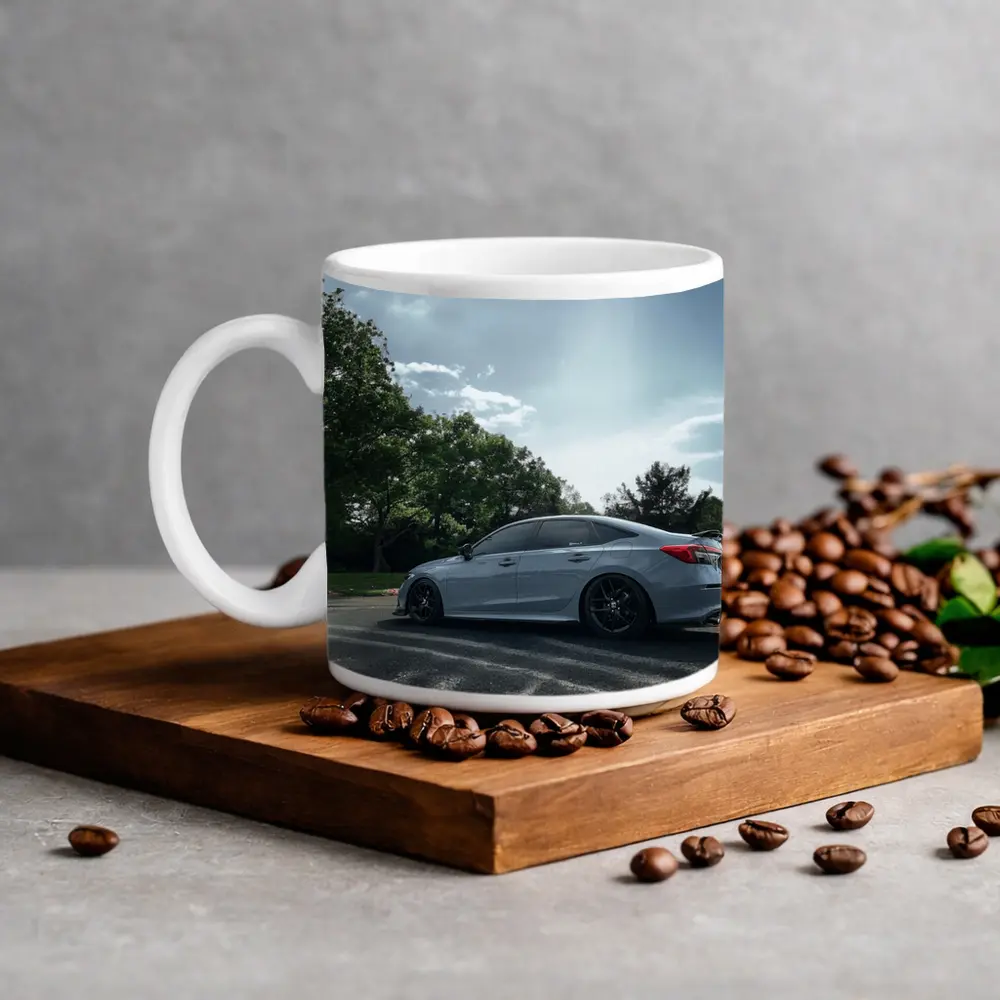 Honda Civic Sedan Parked Outdoors Gray Sky – Mugs