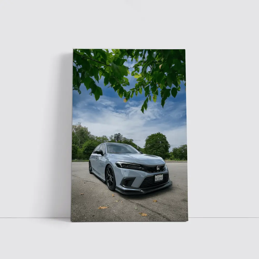Honda Civic Hatchback Parked Under Green Trees – Wall Art