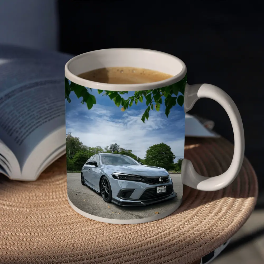Honda Civic Hatchback Parked Under Green Trees – Mugs