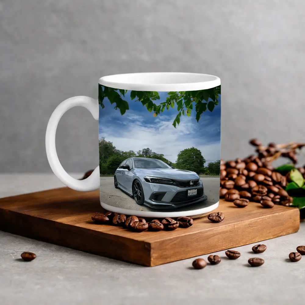 Honda Civic Hatchback Parked Under Green Trees – Mugs