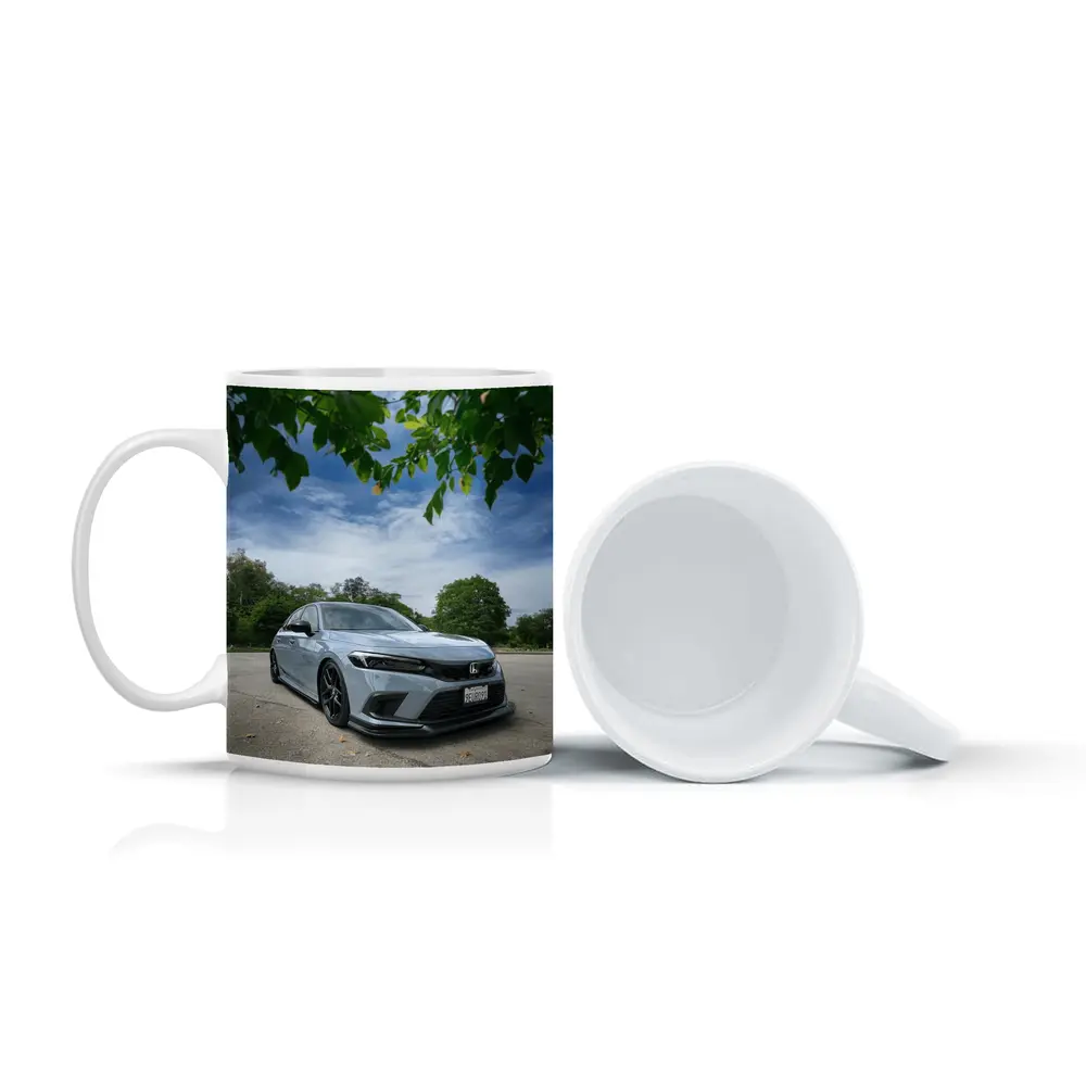 Honda Civic Hatchback Parked Under Green Trees – Mugs