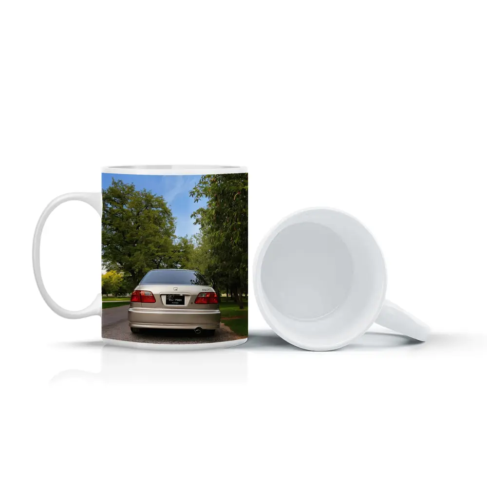 Honda Civic Sedan Rear View Green Trees – Mugs