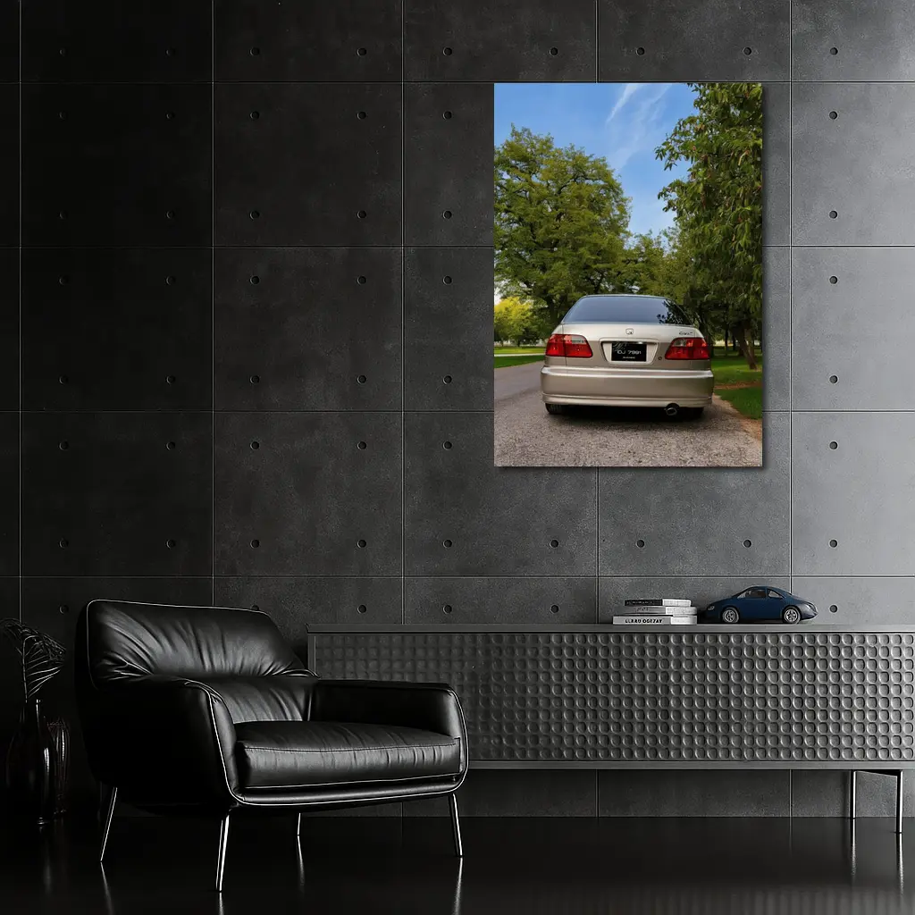 Honda Civic Sedan Rear View Green Trees – Wall Art