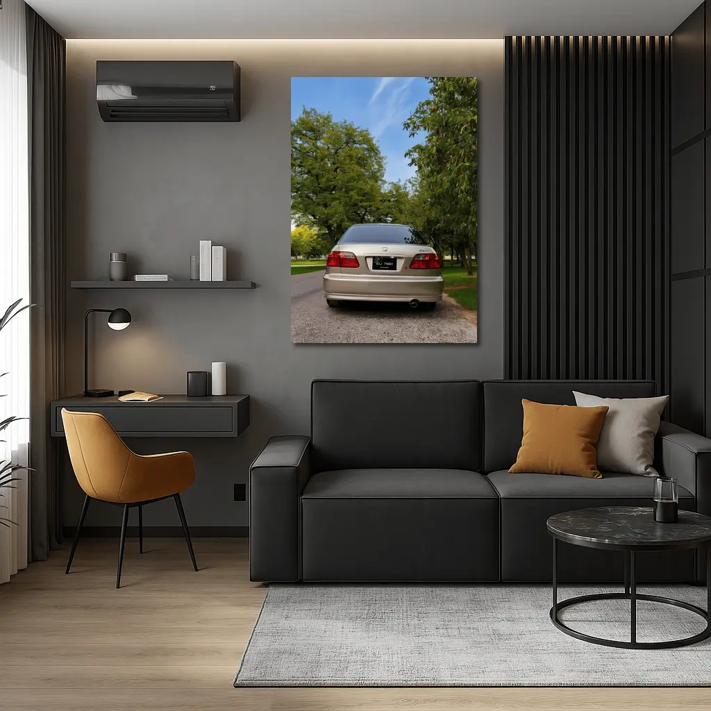 Honda Civic Sedan Rear View Green Trees – Wall Art