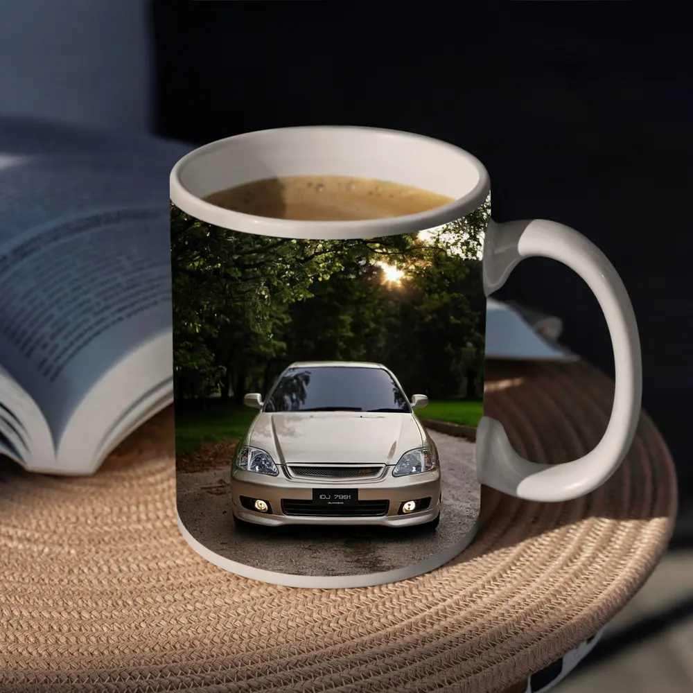 Honda Civic Parked Under Green Trees – Mugs
