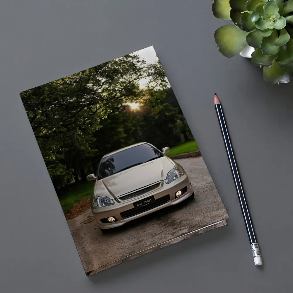 Honda Civic Parked Under Green Trees – Notebooks